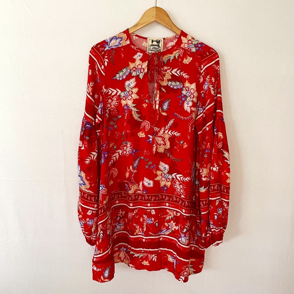 JAASE Women's Medium Red Floral Swing Shift Dress